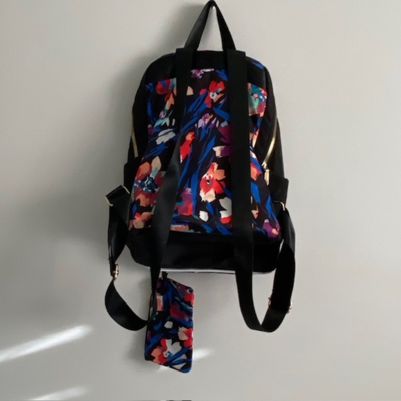 Adrienne Vittadini Black Backpack with Floral Design and Stylish Pattern - Picture 3 of 8